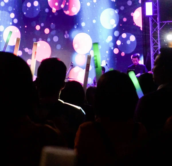 Konserde Kalabalık Parti Konsepti Elleri Havada Insanlar — Stok fotoğraf
