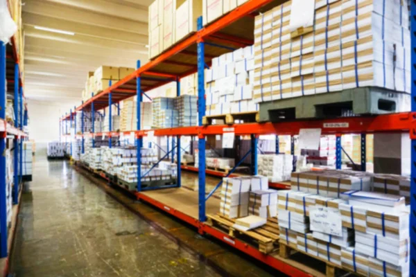 Interior Almacén Borroso Con Estantes Cajas Documentos —  Fotos de Stock