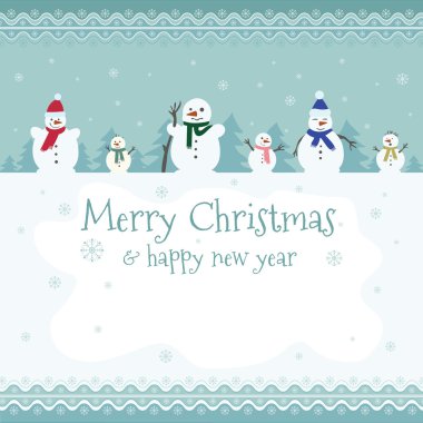 kardan adam aile ile Noel kartı 