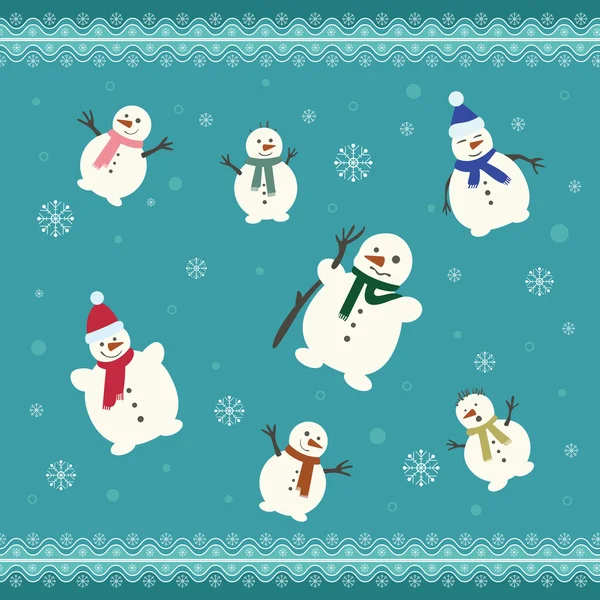 Set of cute snowman — Stock Vector