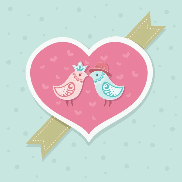 Valentines den. Milují ptáci — Stockový vektor