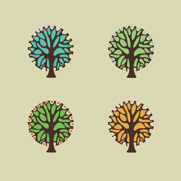 Baum vier Jahreszeiten - Frühling, Sommer, Herbst, Winter — Stockvektor