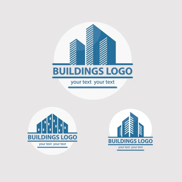 Vektör şehir binaları siluet logosu, simge setleri — Stok Vektör