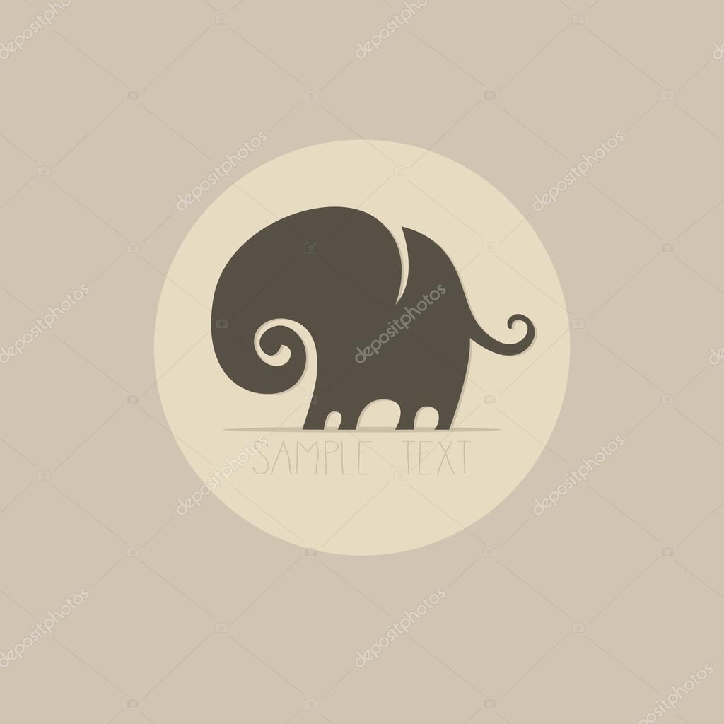 Elephant silhouette funny vector logo design template. Animal icon. Fun zoo concept. Symbol of wealth & happiness.