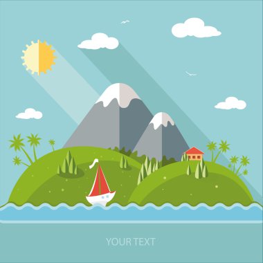 Doğa - renk vektör düz Icon set ve illüstrasyon yaz saati