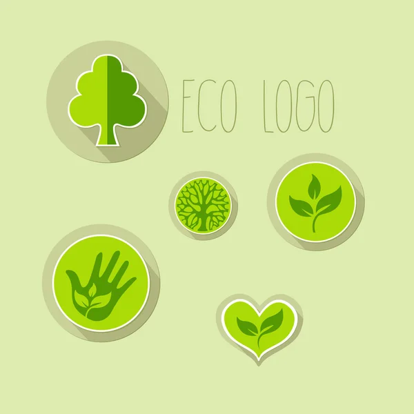 Conjunto de ícones ecológicos. Eco logotipo verde — Vetor de Stock