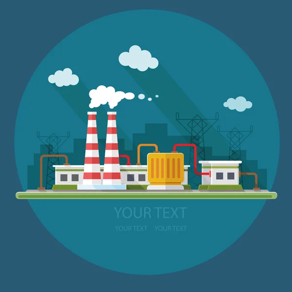 Ecology Concept set - industry factory. Flat style vector illust — Stock Vector