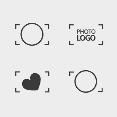Logo resimleri, vizör kamera logo vektör ayarlayın. Trendy düz geldi