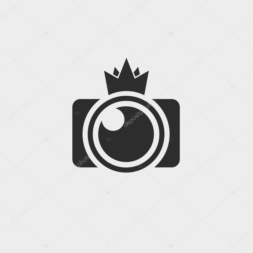 Logo Photos, viewfinder crown logo vector set. Trendy flat camera photo icon