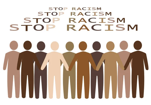 Stop Racism Poster Different Races Discrimination Vector Icon — Stock Vector