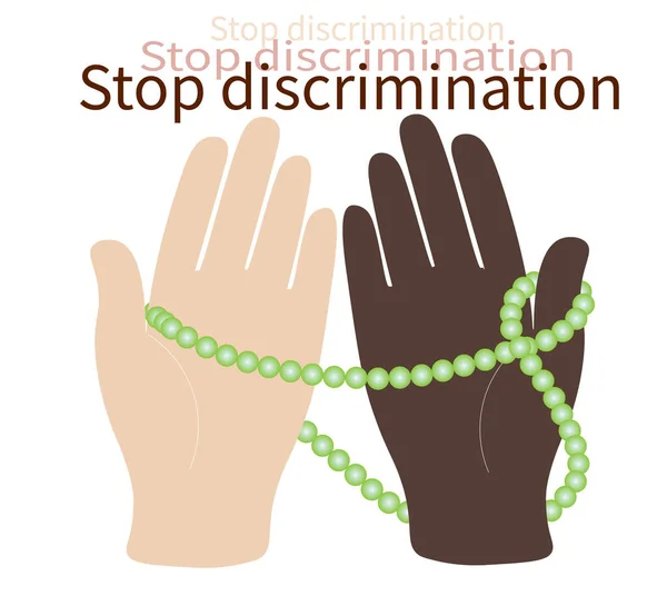 Stop Logo Icona Discriminazione Pregando Mani Con Rosario Perline Tasbih — Vettoriale Stock