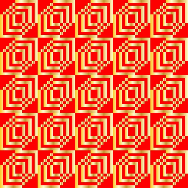 Геометричний Безшовний Візерунок Квадратами Лінії Червоному Тлі Векторна Графіка — стоковий вектор