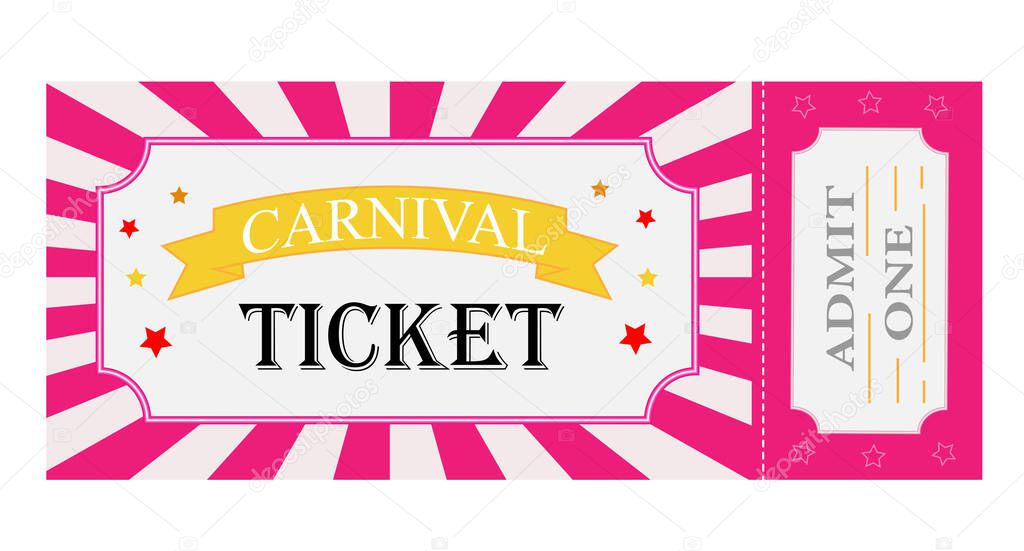Ticket invitation to the carnival with minimal design. 
