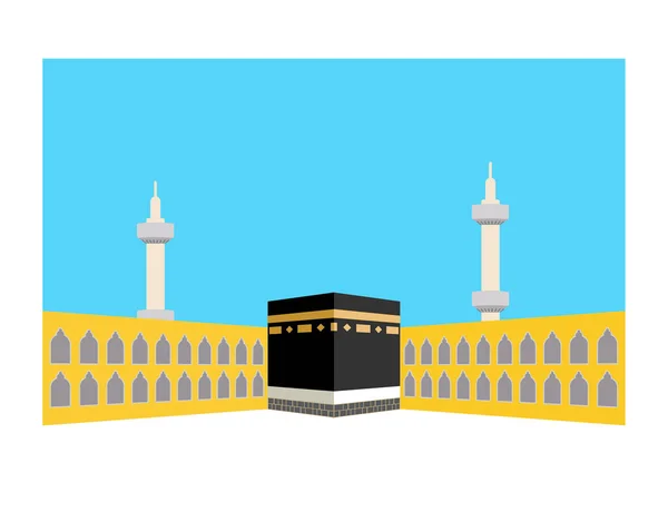 Святая Кааба Мекке Саудовская Аравия Паломнический Хадж Рамадан Карим Плоский — стоковый вектор