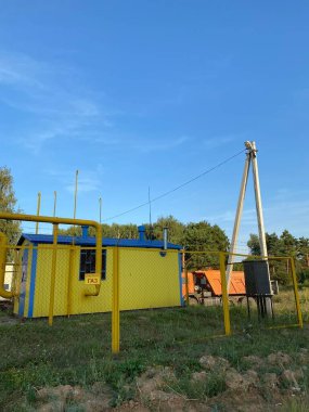 Tataristan, Rusya - 08.02.2021: doğalgaz dağıtım istasyonu