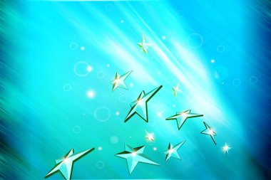 Yüzer parlak yıldız ile mavi kış arka plan 