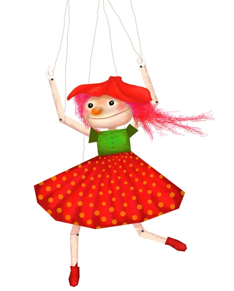 Cute funny isolated Theater puppet marionette — Stock Photo, Image