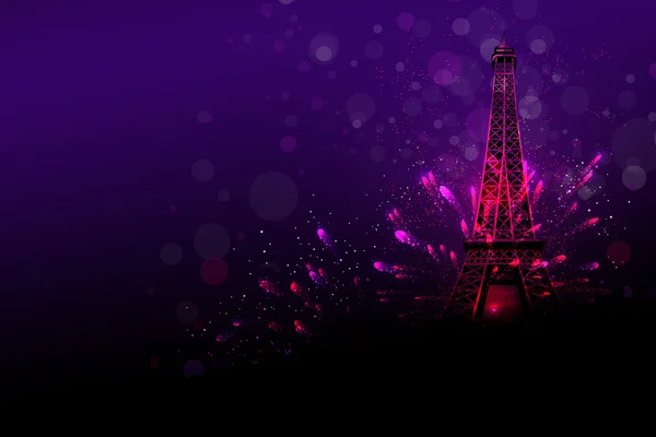 Feliz año nuevo fuegos artificiales París con la torre Eiffel o la celebración del día de Francia Imágenes de stock libres de derechos