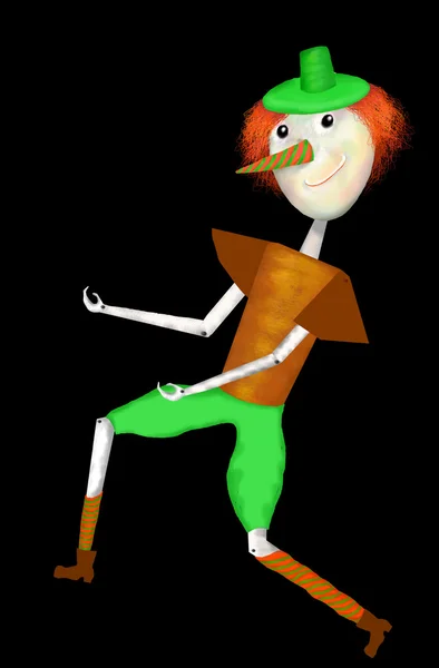 Funny little Theater Pinocchio puppet marionette boy — Stock Photo, Image