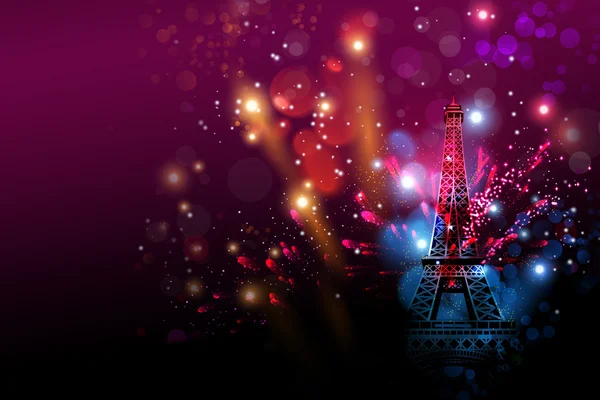 Feliz año nuevo fuegos artificiales París con la torre Eiffel o la celebración del día de Francia Imágenes De Stock Sin Royalties Gratis