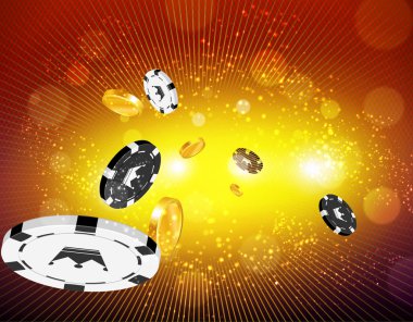 Görüntüleyiciyi uçan altın para ve casino sikke.