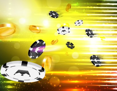 Altın para ve casino sikke görüntüleyiciyi uçmuyor. Lüks arka plan.