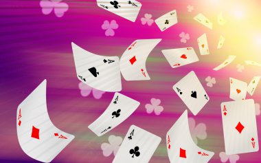 İskambil pembe bir arka plan üzerine düşen