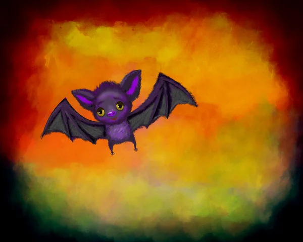 Desenhos animados bonitos de um morcego voando — Fotografia de Stock