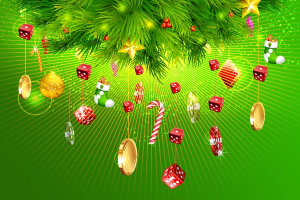 Para, zar ve casino sikke ile Noel ağacı