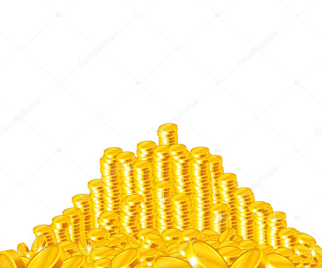 Golden coins stack isolated on white