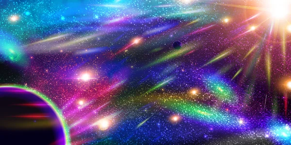 Alan arka plan gezegenler, stardust ve göktaşları ile