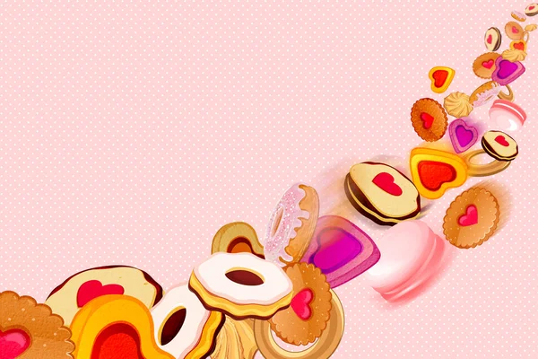 Cookies and sweets on dots Background — Stock Photo, Image