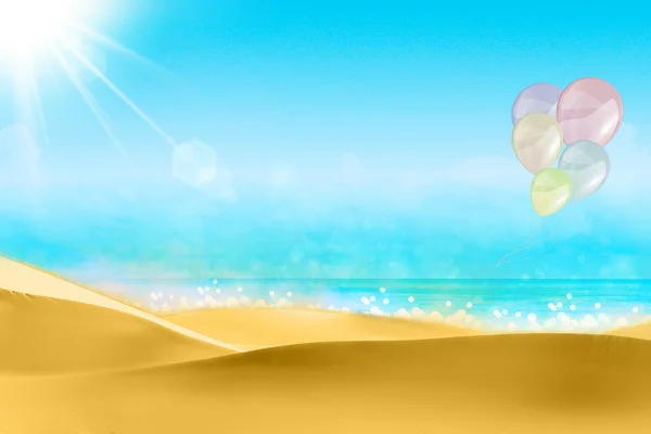 Balloons on a beach blue sky. Freedom concept — Stock Photo, Image