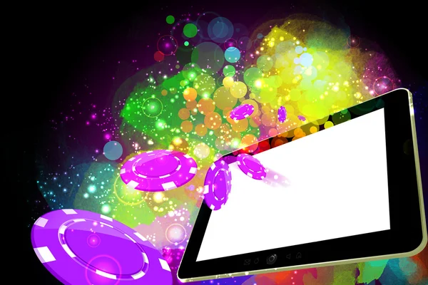 Başarı için önde gelen tablet pc ekran dışına düşen casino coins
