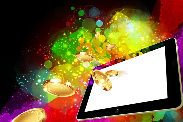 Başarı için önde gelen tablet pc ekran dışına düşen para