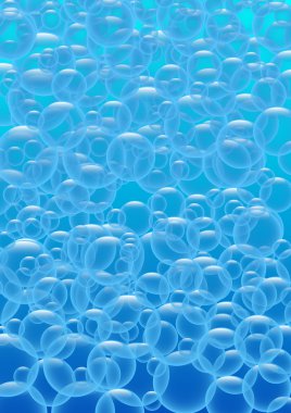 Mavi zemin üzerine su kabarcıkları.