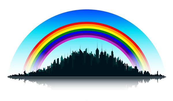 Stadt und Regenbogen — Stockvektor