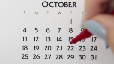 Takvimde kırmızı kalemli bir kadın el çemberi günü. İş Temel Duvar Takvimi Planlayıcı ve Düzenleyici. 29 Kasım