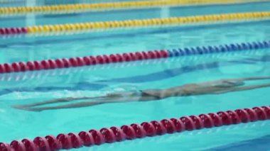 Profesyonel yüzücü yüzme havuzunda yüzüyor.