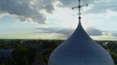 Rusya, Velikiy Novgorod. Rus Ortodoks Kilisesi 'nin havadan görünüşü. Novgorod Detinets de Novgorod Kremlin