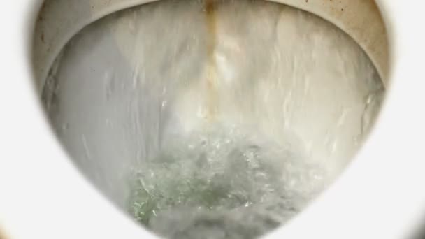 Doorspoelen van het toilet in de badkamer close-up — Stockvideo