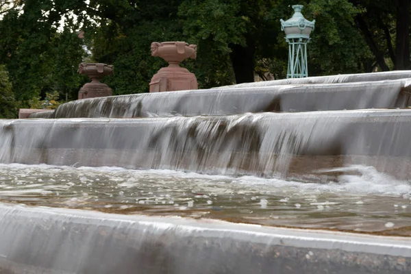 Miniature Waterfalls Mannheim Germany Next Mannheimer Wasserturm Water Tower —  Fotos de Stock