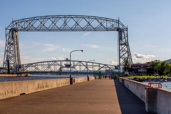 Aerial Lift Bridge Che Trova Duluth Minnesota Abbiamo Visto Poche — Foto Stock