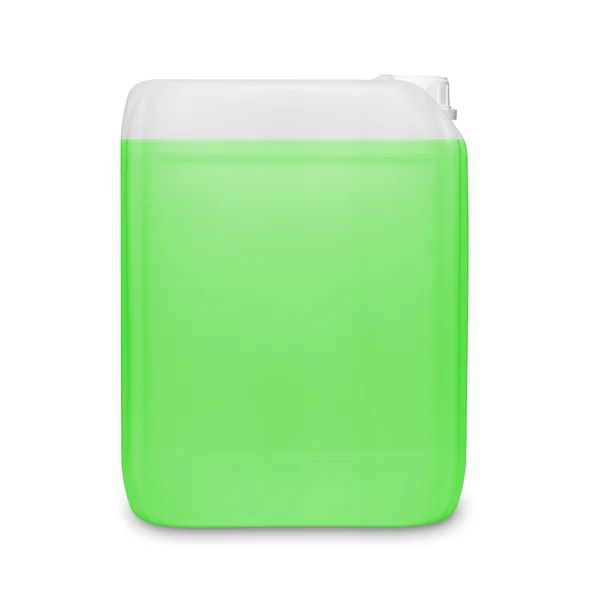 녹색 투명 청소 공급 제품 컨테이너 흰색 절연 — 스톡 사진