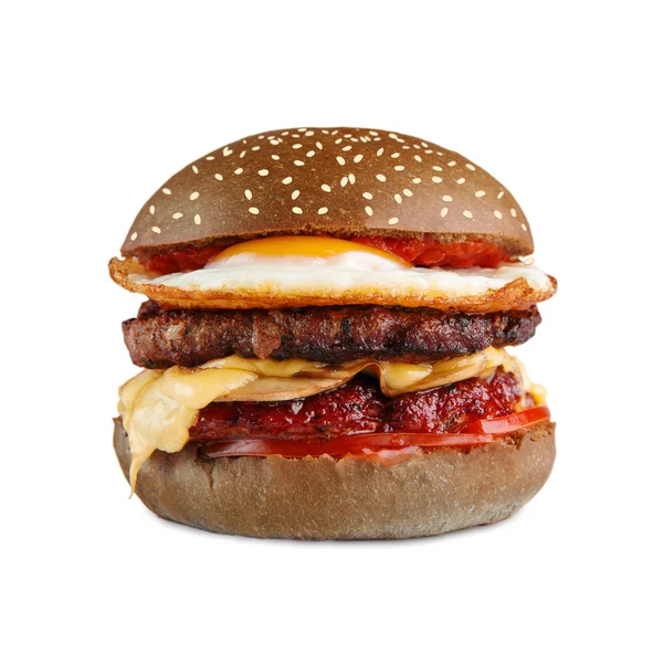 Heerlijke cheeseburger geïsoleerd op witte achtergrond — Stockfoto