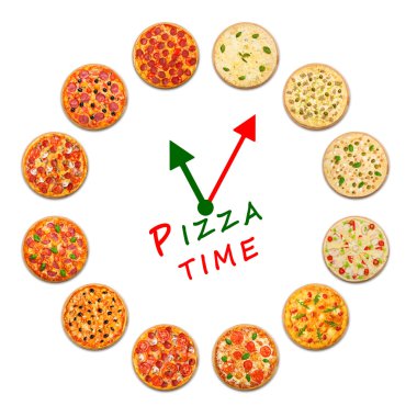 Pizza zamanı. İtalyan yemeği saat.