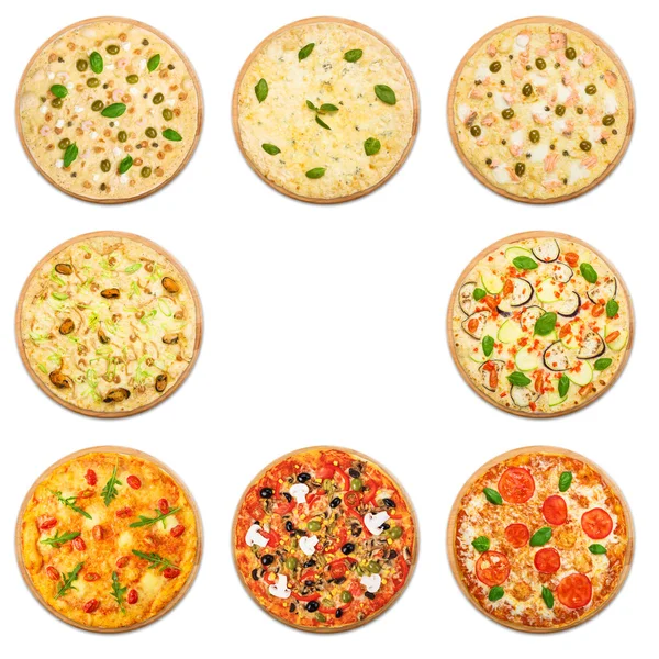 Conjunto de pizza vegetariana isolado com copyspace — Fotografia de Stock