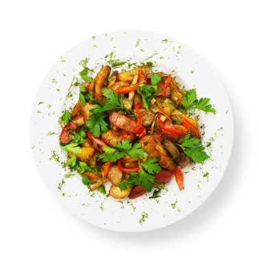 Kavrulmuş patates sebze ve mantar ile