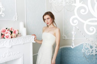 Vintage gelinlik güzel genç gelin