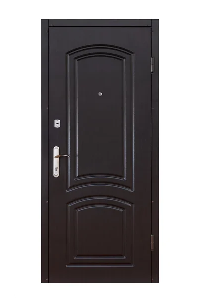 Puerta cerrada de madera negra aislada en blanco — Foto de Stock